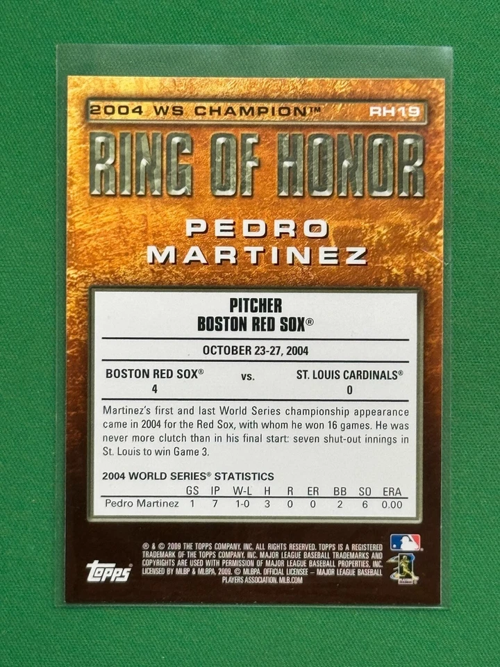 2009 Topps Baseball Pedro Martinez #RH19 Ring of Honor - Image 2 of 2