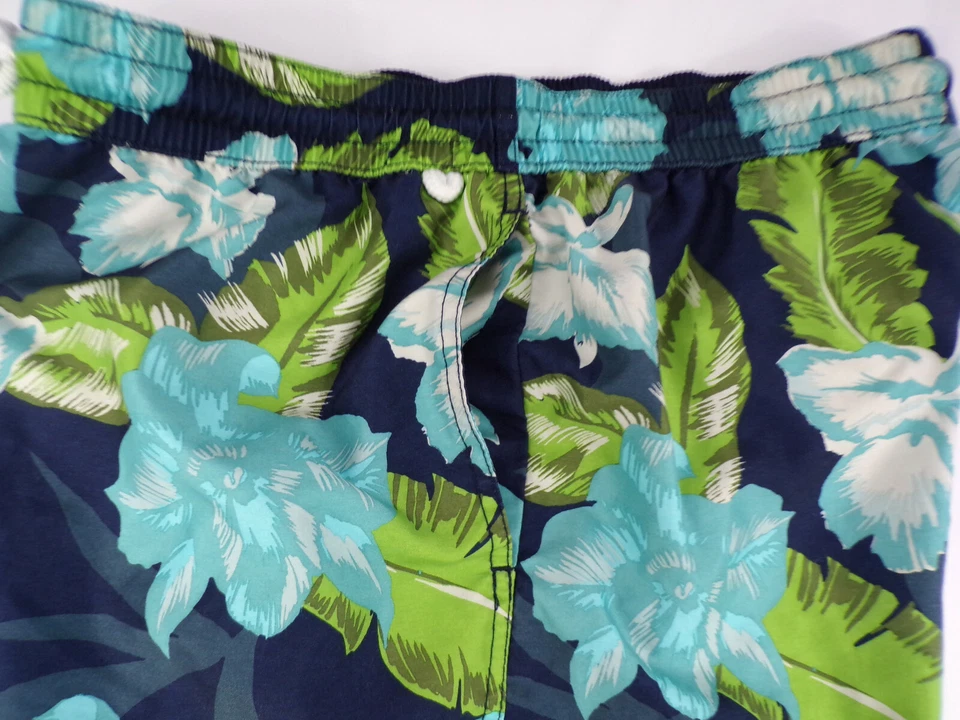 Baús de natação havaianos vintage Merona masculino grande azul verde poli cintura elástica  - Imagem 4 de 4