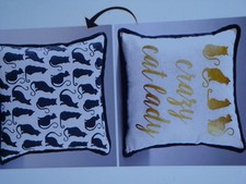 NEW 1 REVERSIBLE PET LOVER'S METALLIC ACCENT PILLOW - CAT SQUARE