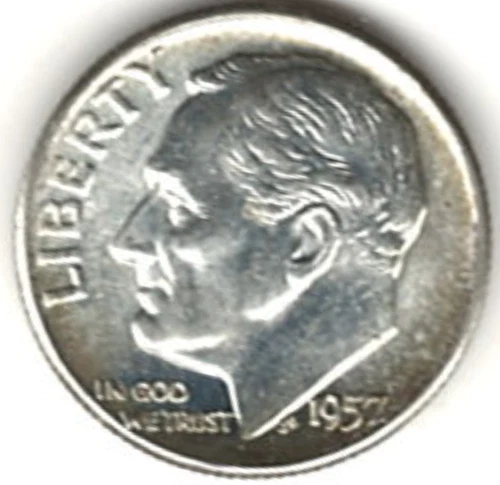 1957 ROOSEVELT DIME in BRILLIANT UNCIRCULATED CONDITION stk R 17