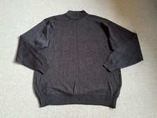 Mens Sweater-GIGLIO ROSSO-ITALY-dark gray wool blend mockneck pullover ls-L
