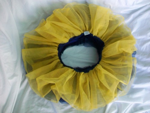 Girls Bando Tutu Spirit Blue Yellow One Sz 22-28 Waist Puffy 4 Layer Tulle Skirt