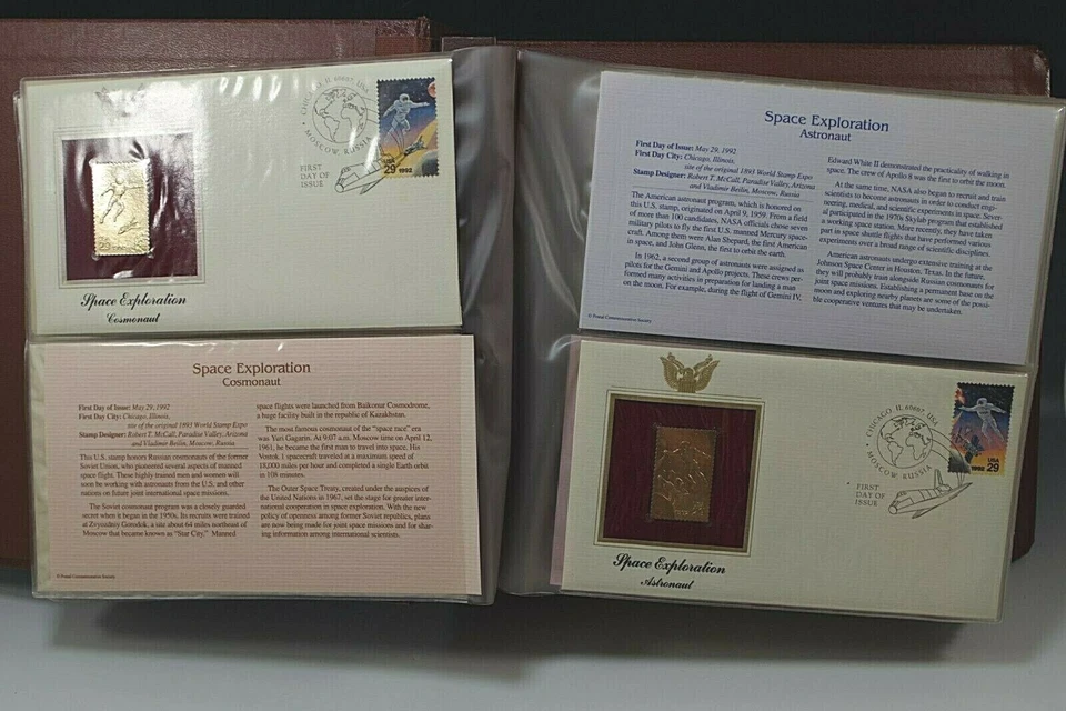 41 GOLDEN REPLICAS STAMPS ISSUES APR22 1992/JOCT 2 1992 SET 1 DAY COVER 22K GOLD - Image 3 of 4