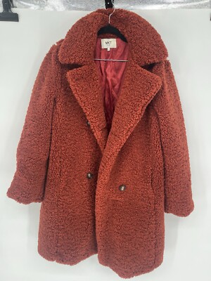 MKT Studio Womens Sherpa Madime Teddy Jacket Coat Rust Double Breast Size  Eur 42