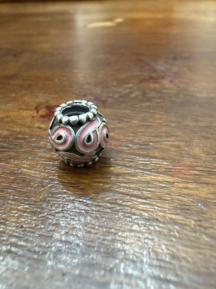 Auténtico Pandora Plata Esmalte CINTA ROSA Dije Cuentas 4 Pulsera Colgante Foto 3 de 4