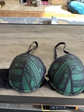 Adore Me Lightly Padded Underwire Bra Lace Womens Green Black Size 36C EUC