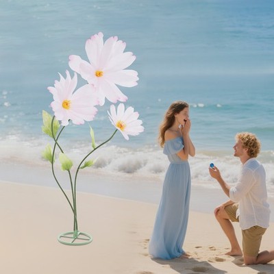 Pink&Green Elegant Daisy Freestanding Giant Artificial Paper Flowers For Wedding