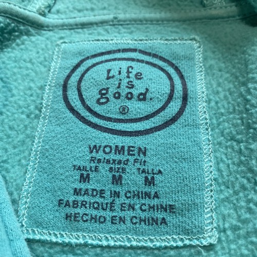 Sudadera con Capucha Life Is Good Para Mujer M Turquesa Cremallera Completa L/S Bordada Suave Sudadera - Imagen 5 de 12
