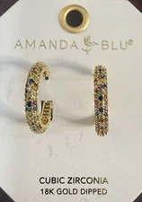 AMANDA BLU GOLD TONE CZ CIRCLE EARRINGS #50458
