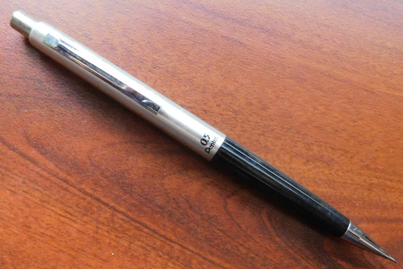 PENTEL S55 0.5mm MECHANICAL AUTOFEED PENCIL BRUSHED CHROME CAP JAPAN / 1