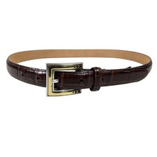 Brighton Women's Brown Faux Croc Embossed Belt Two Tone Buckle USA Size M/30