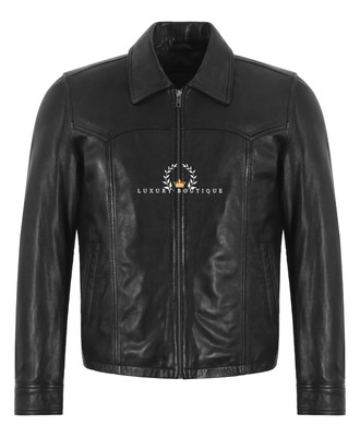 Klassische schwarze Herren-Lederjacke Bikermode Streetwear lässiger Stil Jacke