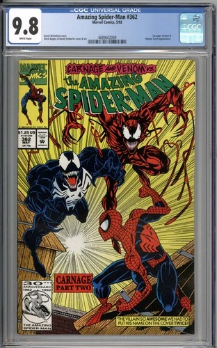 Amazing Spider-Man #362 CGC 9.8 NM/MT Carnage, Venom & Human Torch Appearance WP