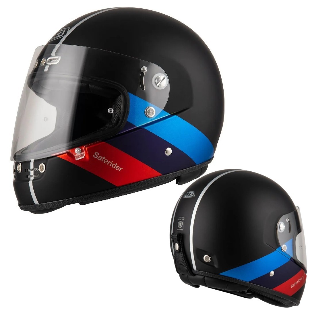 NZI Motorcycle Helmet Street Track 4 Large Black Full Face Retro Motorbike
