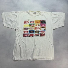 Vintage 90's Lips Art T-Shirt Adult Large White Lipstick Graphic Made in USA