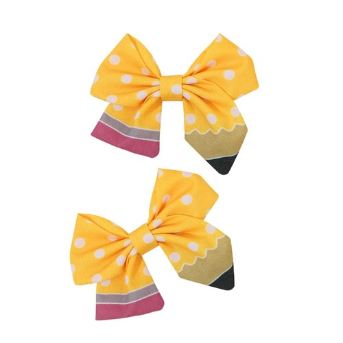 2PCS Yellow School Theme Hair Clip Student Girl Hair Bows for Teacher Student - Picture 10 of 10