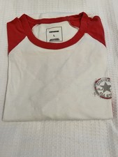Converse Men's White/Red T-Shirt Crew Neck 3/4 Sleeve L