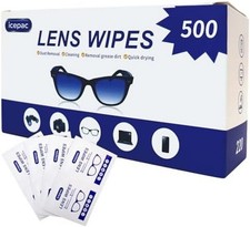 500 Count Lens Cleaning Wipes for Eyeglasses, Pre-Moistened Individually Wrapped