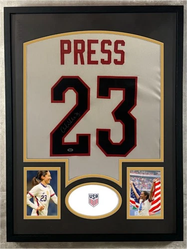 Christen Press Signed Jersey Framed W/ RSA COA United States Soccer USA White