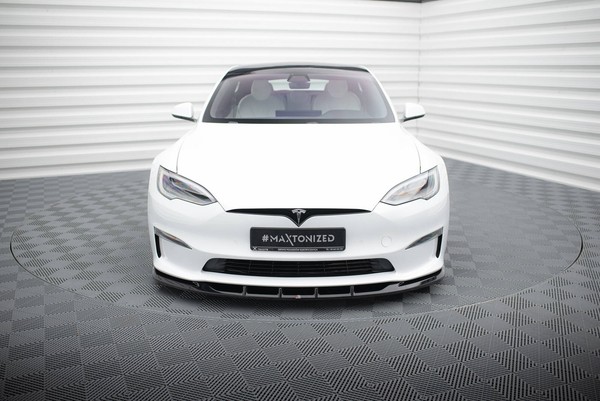 Front Ansatz V.3 FüR Tesla Model S Plaid Mk1 Facelift Frontspoiler Schwarz-image
