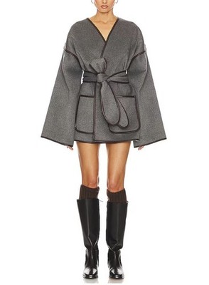 HELSA Wool Blend Blanket Coat in Grey One Size Orig. $428 NEW