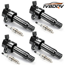 Ignition Coil 4X Spark Plug UF652 4pc For Kia Rio Soul Hyundai Accent Veloster