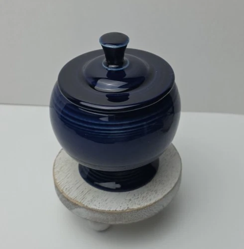 Vintage  Fiestaware HLC Covered Sugar Trinket Bowl W/Lid Cobalt Blue No Chips