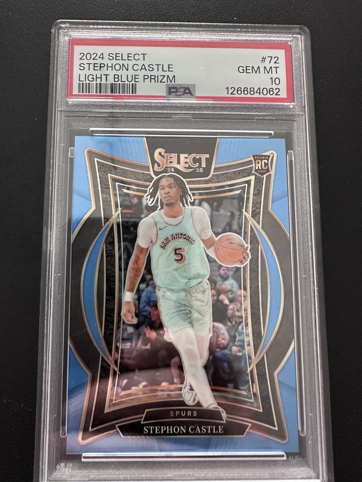 2024-25 Select Stephon Castle Rookie Light Blue Prizm /299 #72 PSA 10 🔥📈
