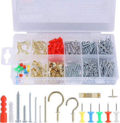 Repair and Wall Hanging Kit: Screws, Nails, Drywall Anchors, Picture Hangers, Cu
