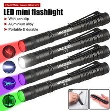 Purple/White/Red Light Penlight Flashlight Pen Light with Clip LED Handheld 3W