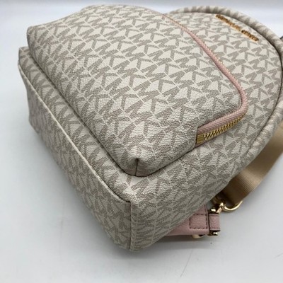Michael Kors Vanilla And Pink Monogram Logo Erin Backpack 