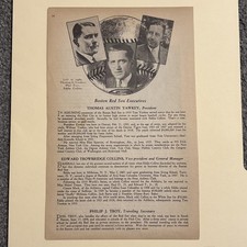 Tom Yawkey Eddie Collins Phil Troy Boston Red Sox 1935 Annual Baseball 6X9 Pic