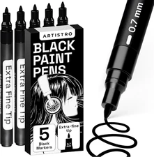 ARTISTRO Black Paint Pens for Rock Painting, Stone, Ceramic, Glass, Wood, Tire, 