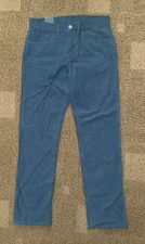 Mens JCP JC Penney Flat Front Cotton Corduroy Pants Blue Size 34W X 32L