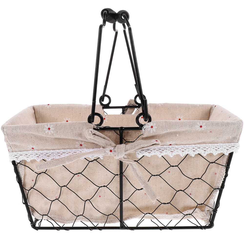 Storage Baskets Kitchen Wrought Iron Shopping Portable Home-image