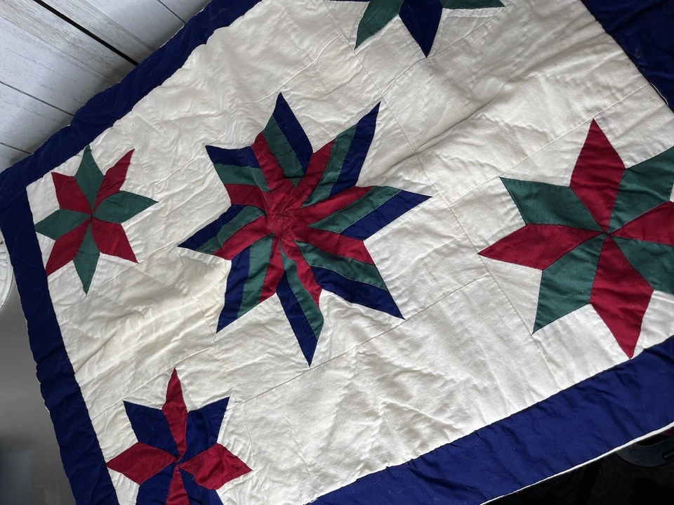 Juego de 2 colchas de granero acolchadas vintage ARCH 20x26 algodón estrella Foto 2 de 4