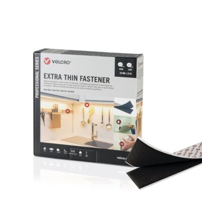 Velcro  Brand EXTRA THIN FASTENER 20mm X 25m BLACK