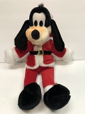 Walt Disney Christmas Goofy Stuffed Plush Wearing Santa Hat 18" Tall