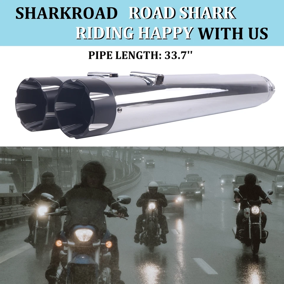 SHARKROAD 4" Slip On Mufflers Exhaust for Indian 2014-UP Chief Chrome - Image 2 of 4