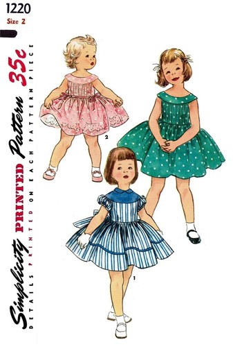 Simplicity #1220 BABY GIRL Dress Frock Petticoat Sewing Pattern Doll Toddler Pic - Picture 7 of 9