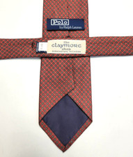 NOS vtg 80s POLO RALPH LAUREN Geometric Medallion Tie Men's 100 SILK Red Gray