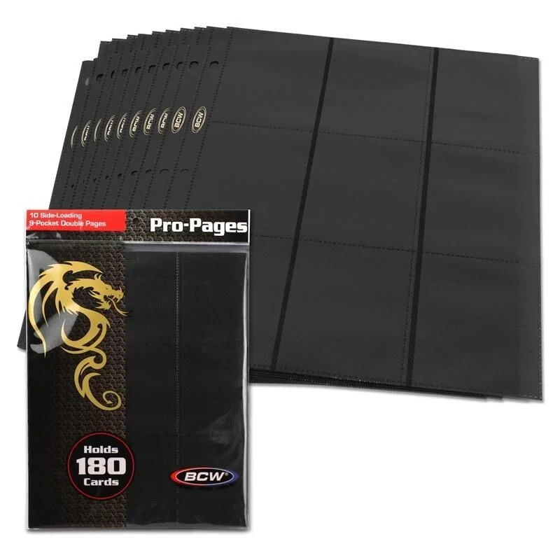 レコード2枚 50 BCW Side Loading 18 Pocket Album Pages Black Binder Page