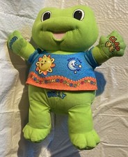   LeapFrog Learning Talking Baby "Tad" Lights 2007 14" Plush WORKING Green Frog