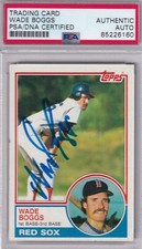 Wade Boggs PSA/DNA Rookie SIGNED CARD 1983 Topps AUTOGRAPHED HOF Boston Red Sox