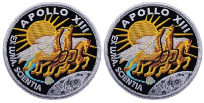 Apollo 13 XIII EX LUNA SCIENTIA CREW PATCH | 2PC iron on or Sew   3.5''x3.5''