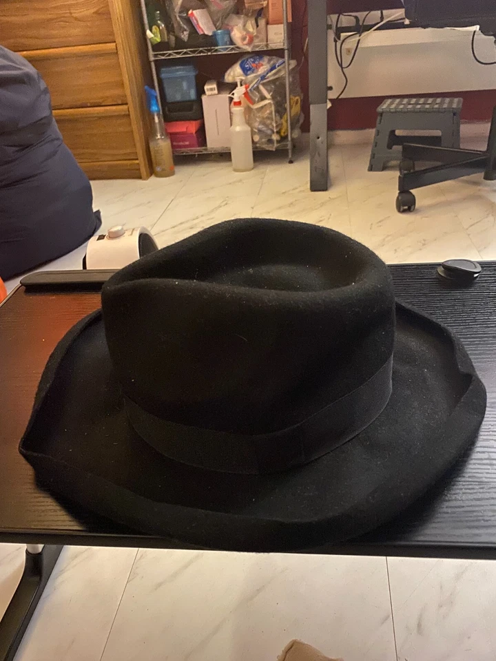 Sombrero Djre Fedora/Jazz Negro Acento Llave Ala Grande Foto 2 de 3