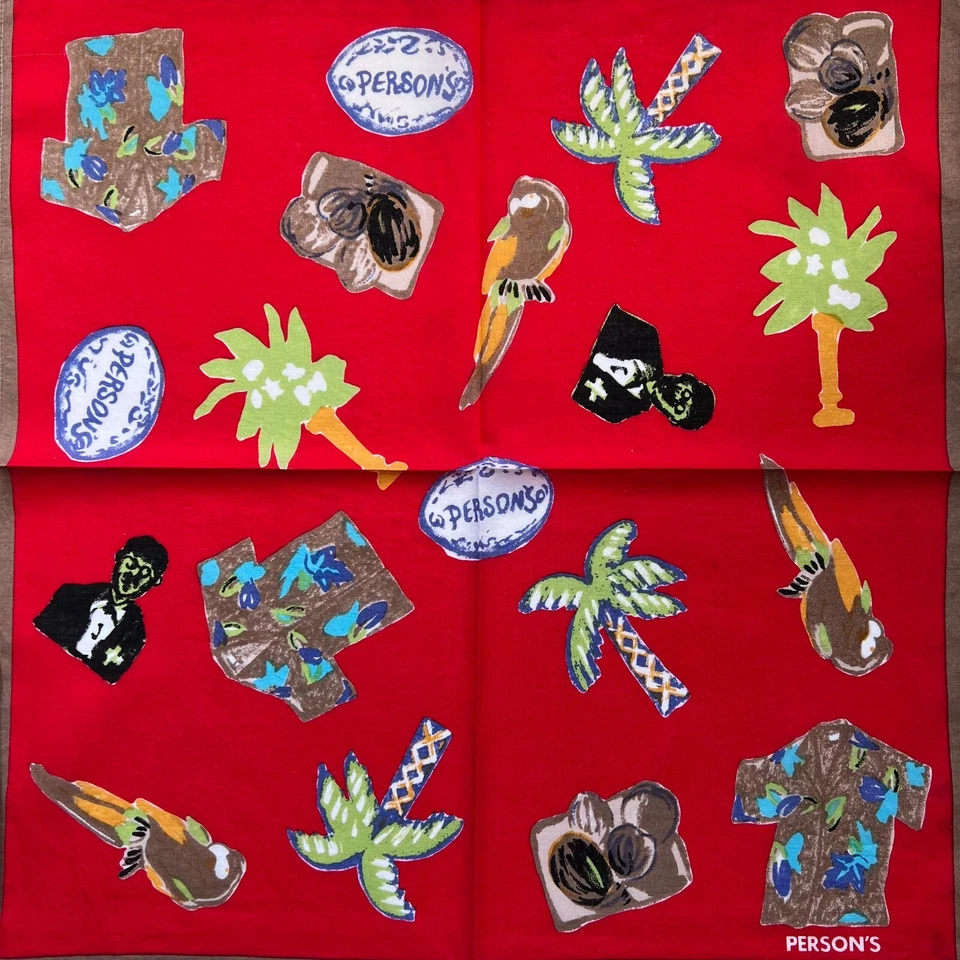 PAÑUELO VINTAGE HOMBRE ARTE HAWAIANO VACACIONES BOLSILLO CUADRADO ALGODÓN 17" (A0096) Foto 2 de 3