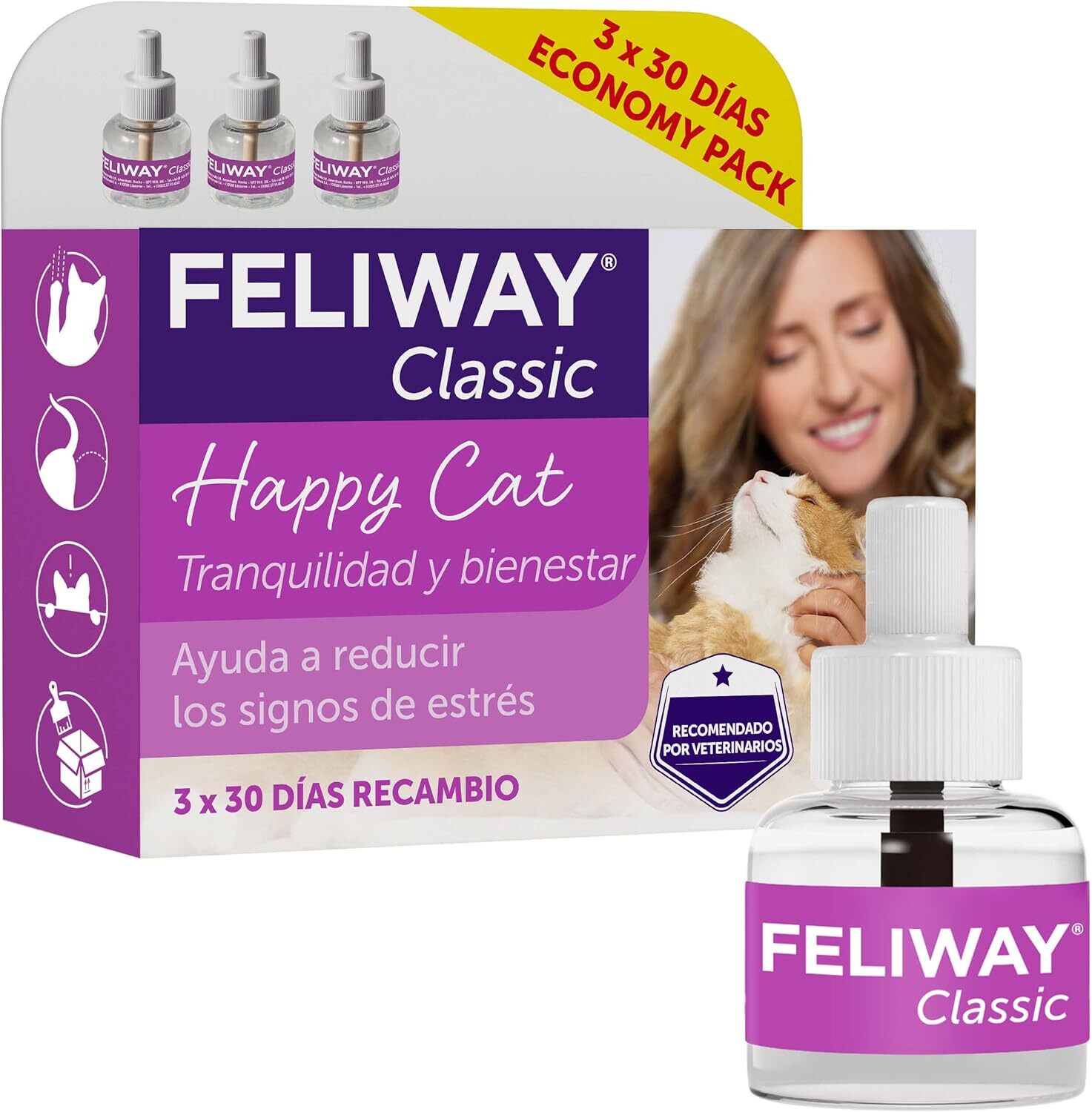 FELIWAY Classic – Antistress Calmante per Gatti – 3 Ricariche da 48...