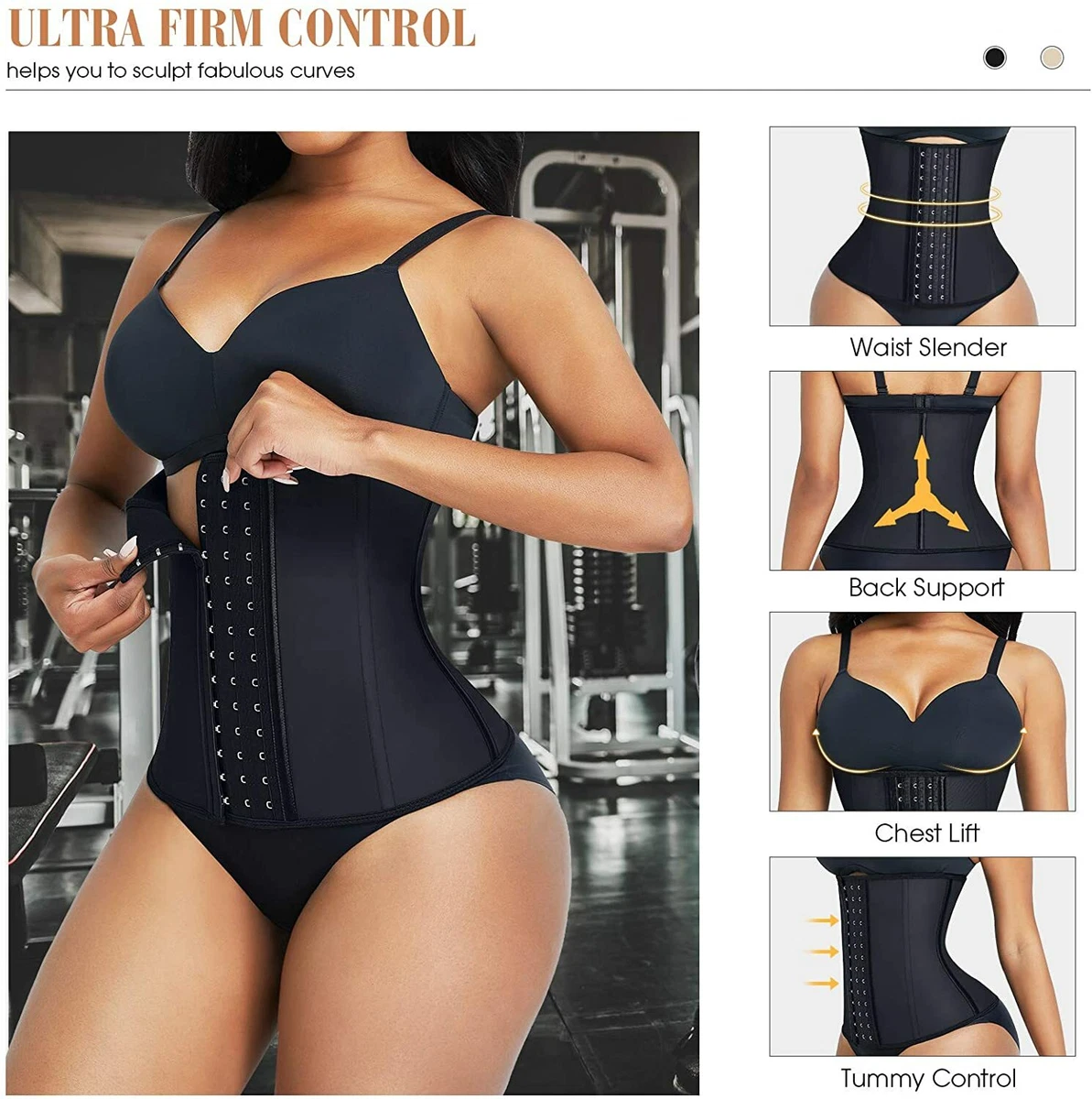 Lover-Beauty Waist Trainer for Women Latex Corset Waist Cincher Workout  Girdle H