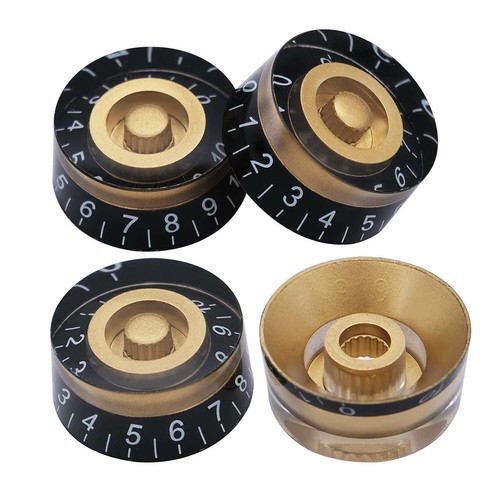 Set of 4 Black Gold Guitar Speed Control Knobs For Gibson Les Paul Strat Guitars - Picture 5 of 8